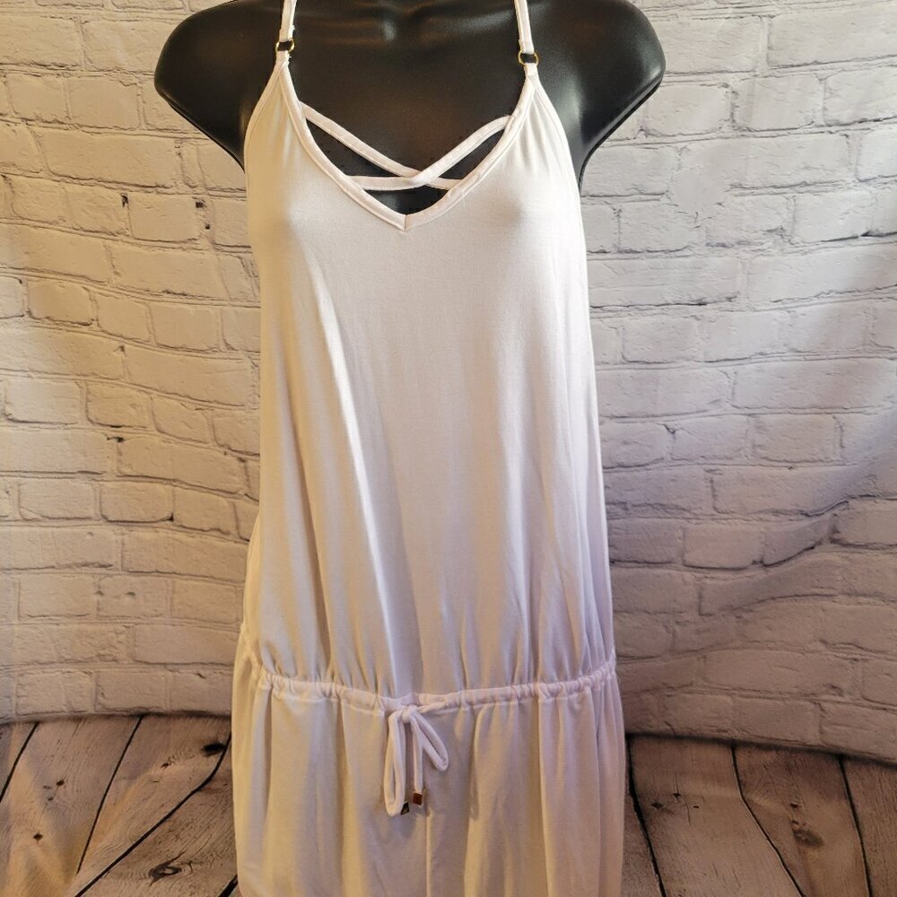 California Waves Juniors White Tie-Waist Swim Cover-up Romper